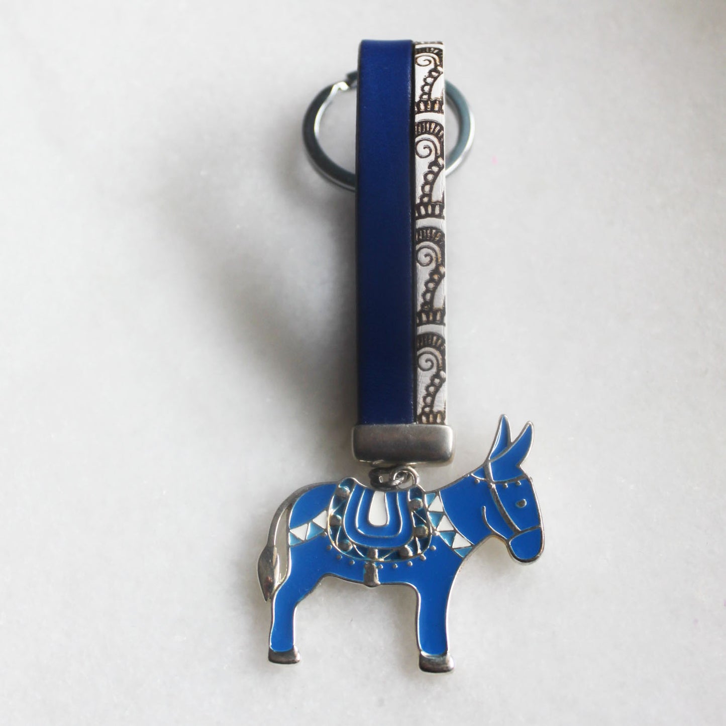 Porte Clé Âne Bleu Argent