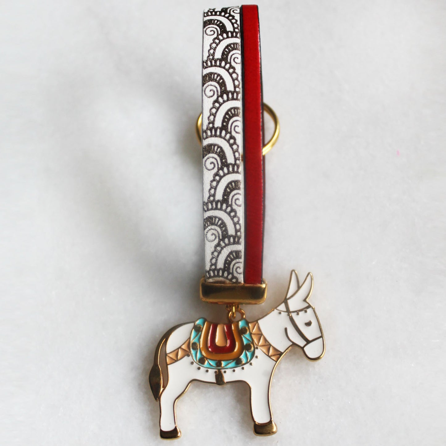 Porte clé Âne blanc doré