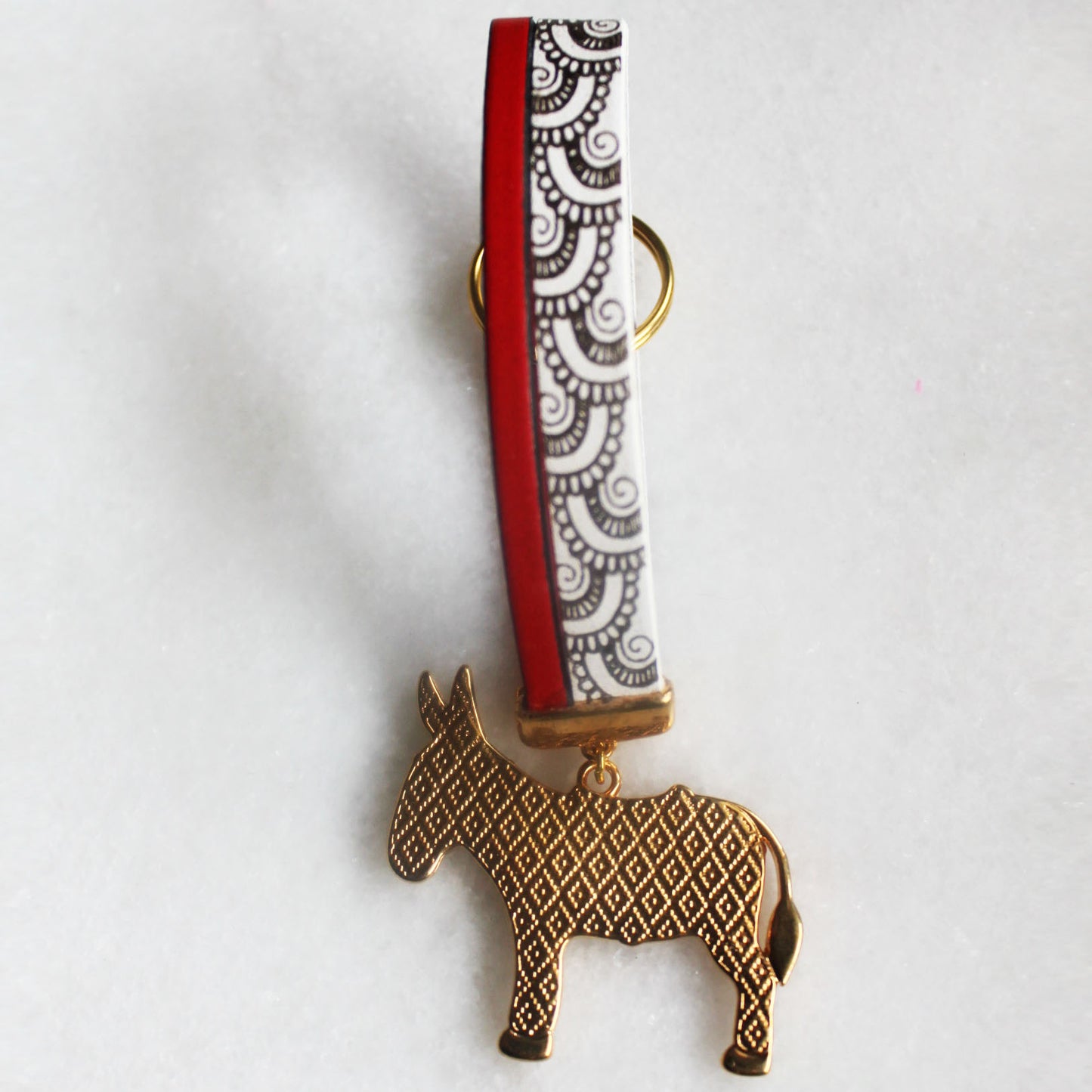 Porte clé Âne blanc doré
