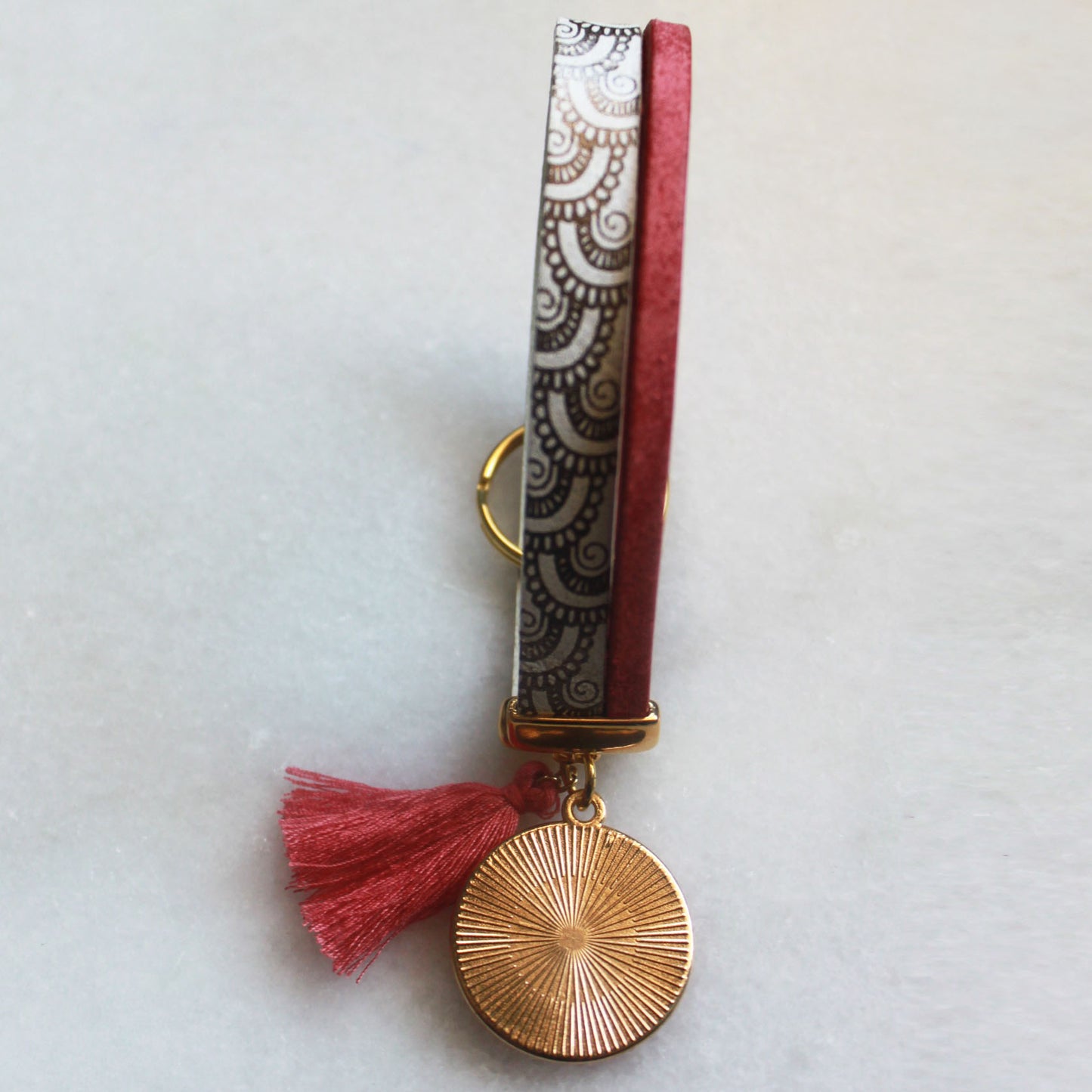 Porte clé œil grec corail