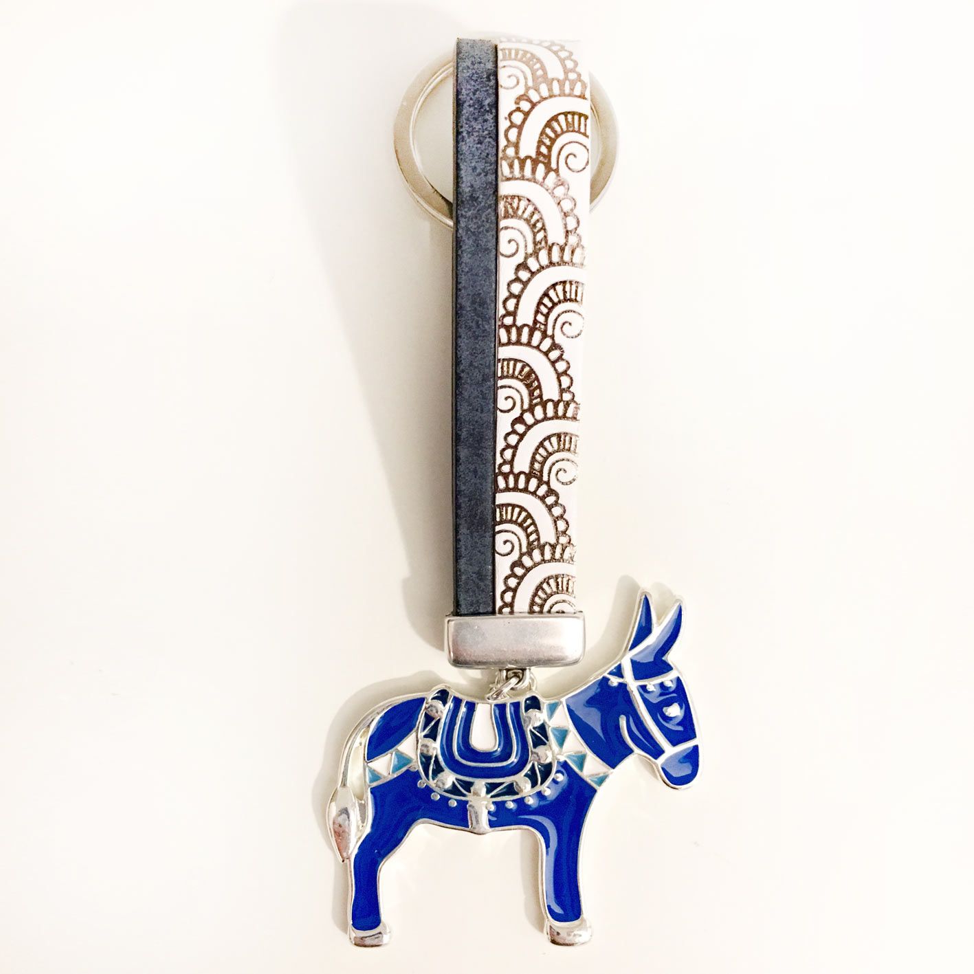 Porte Clé Âne Bleu Argent