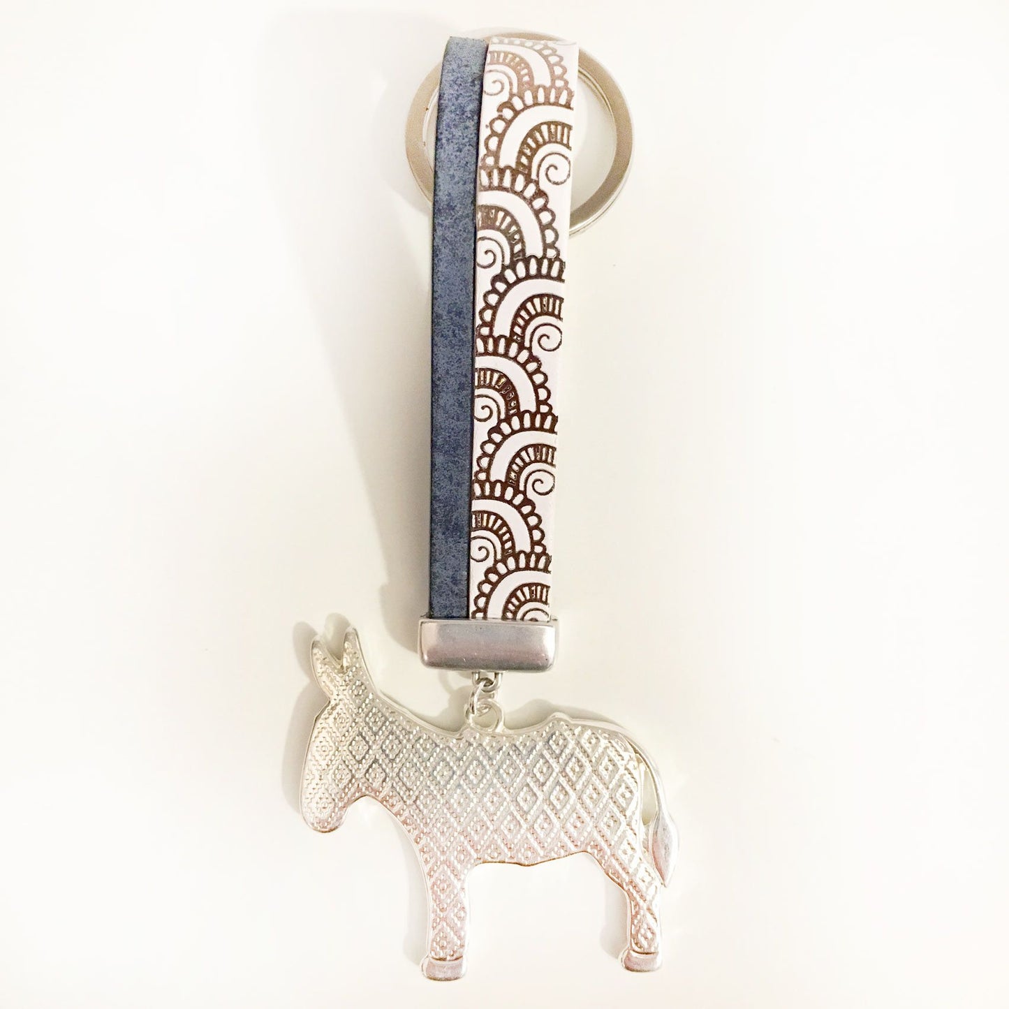 Porte Clé Âne Bleu Argent