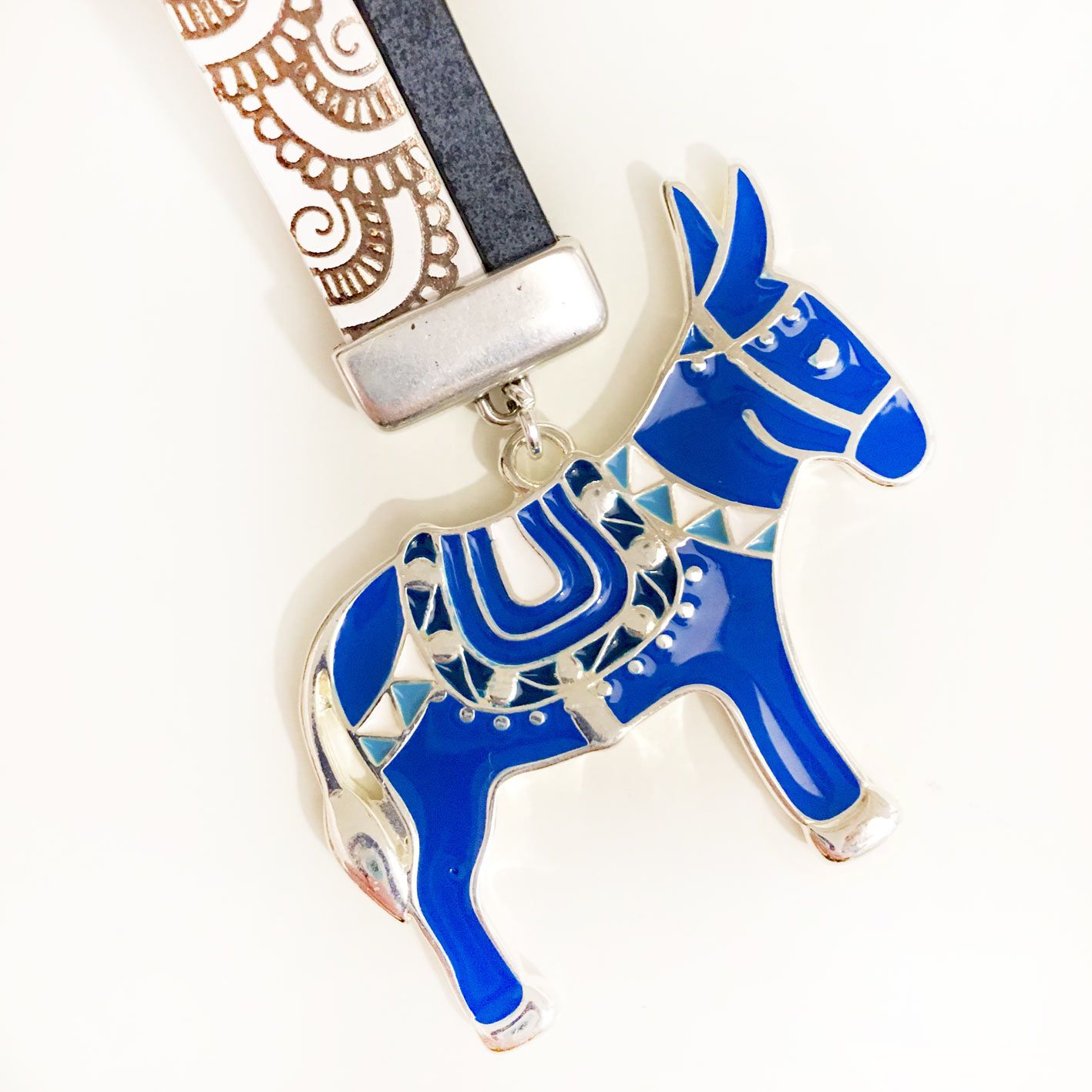 Porte Clé Âne Bleu Argent