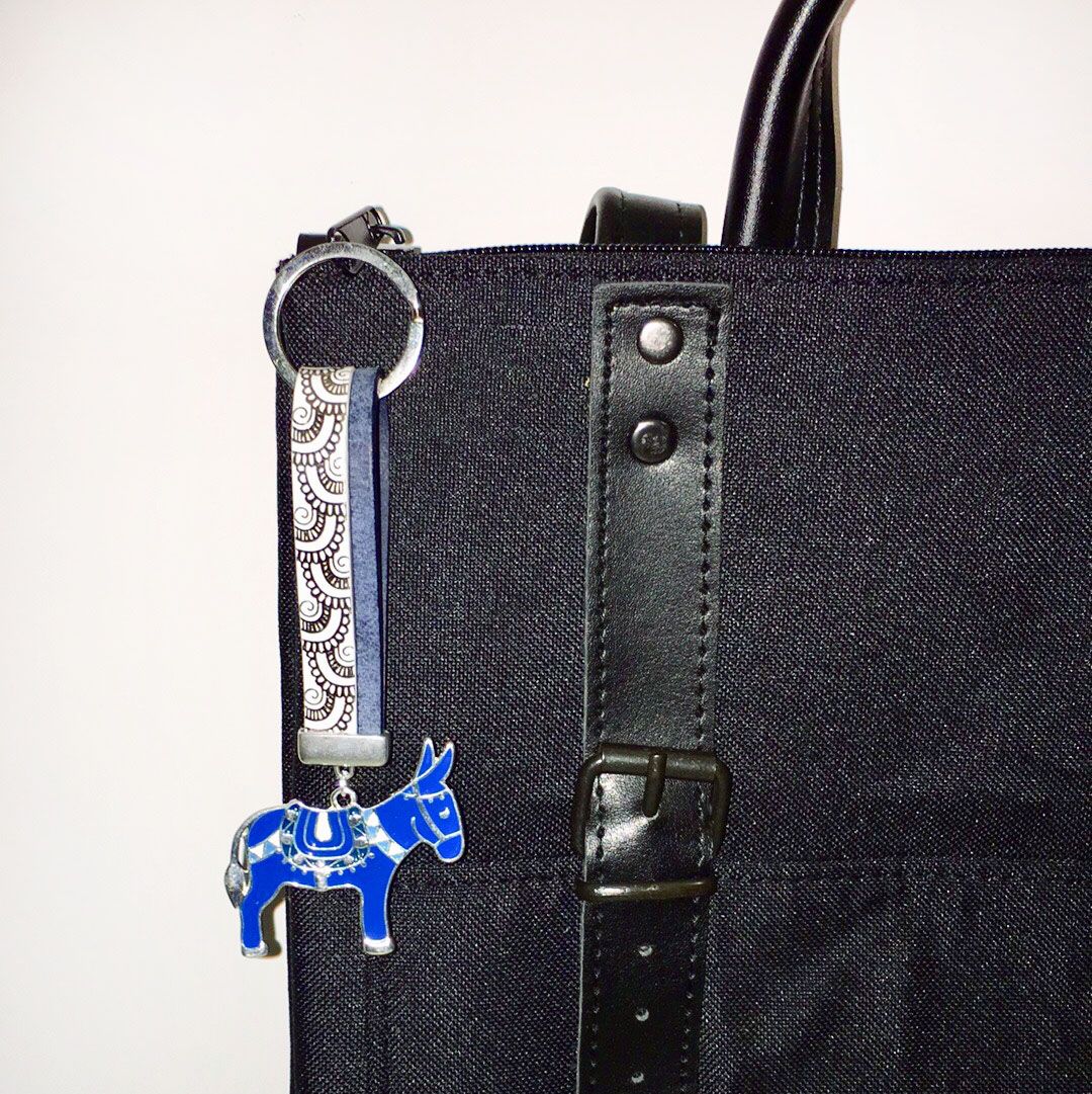 Porte Clé Âne Bleu Argent
